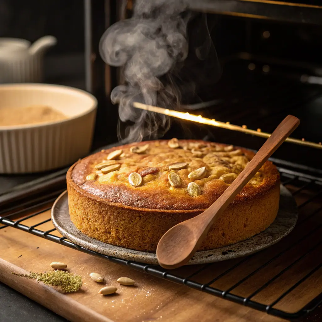 Baking Persian Love Cake in oven