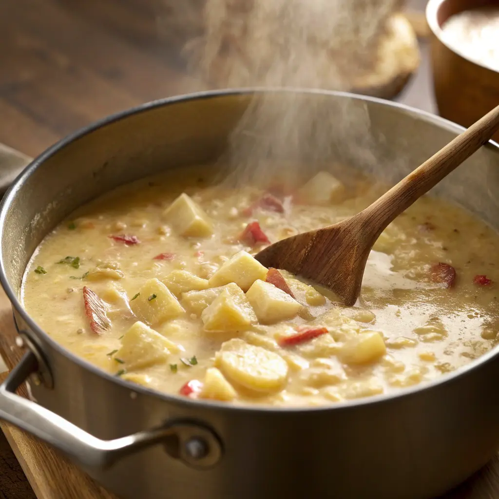 Cooking creamy potato soup