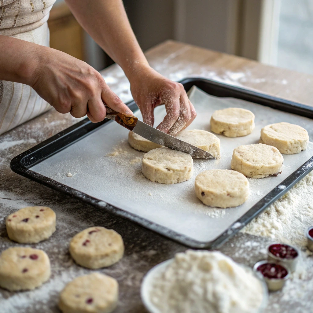 Preparing English scones dough