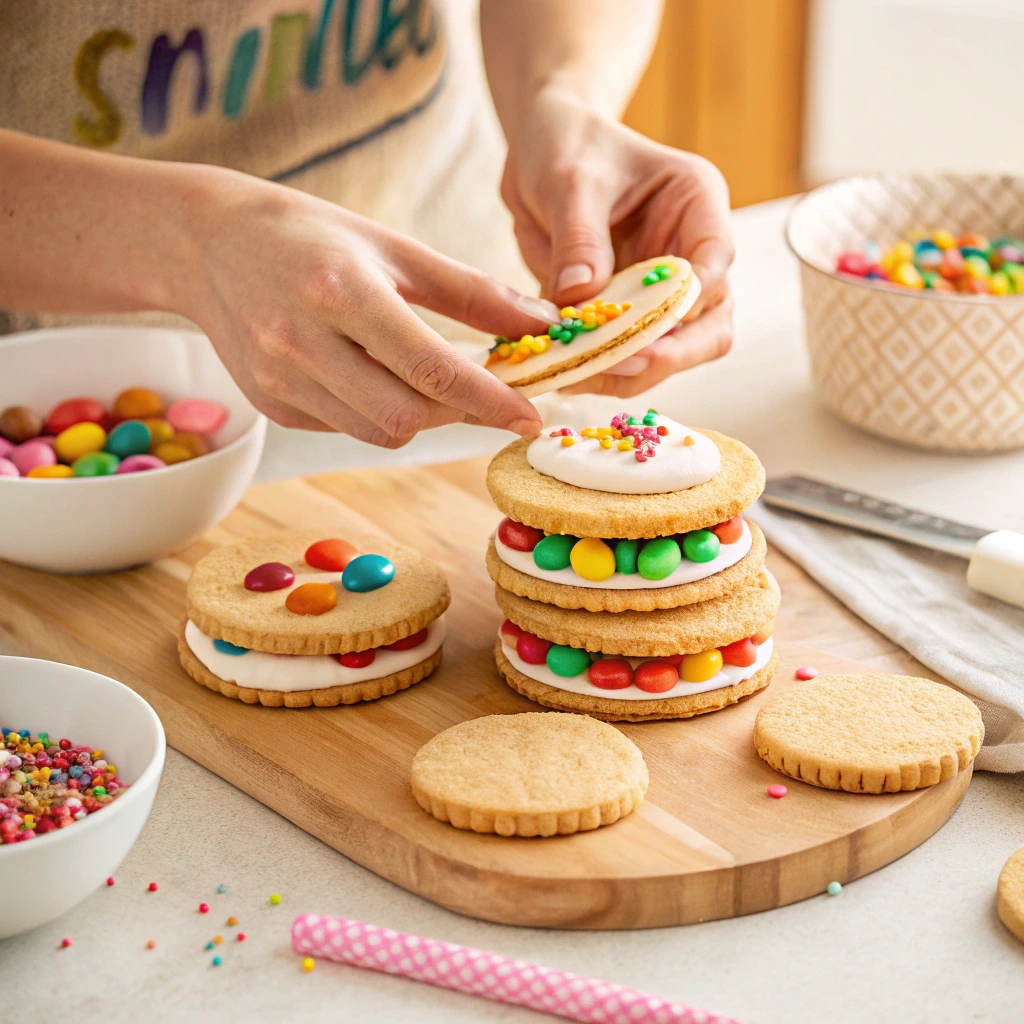 Assembling piñata cookies