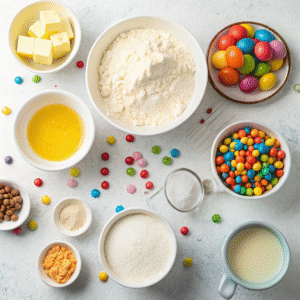 top down flat lay of pinata cookie ingredients fl