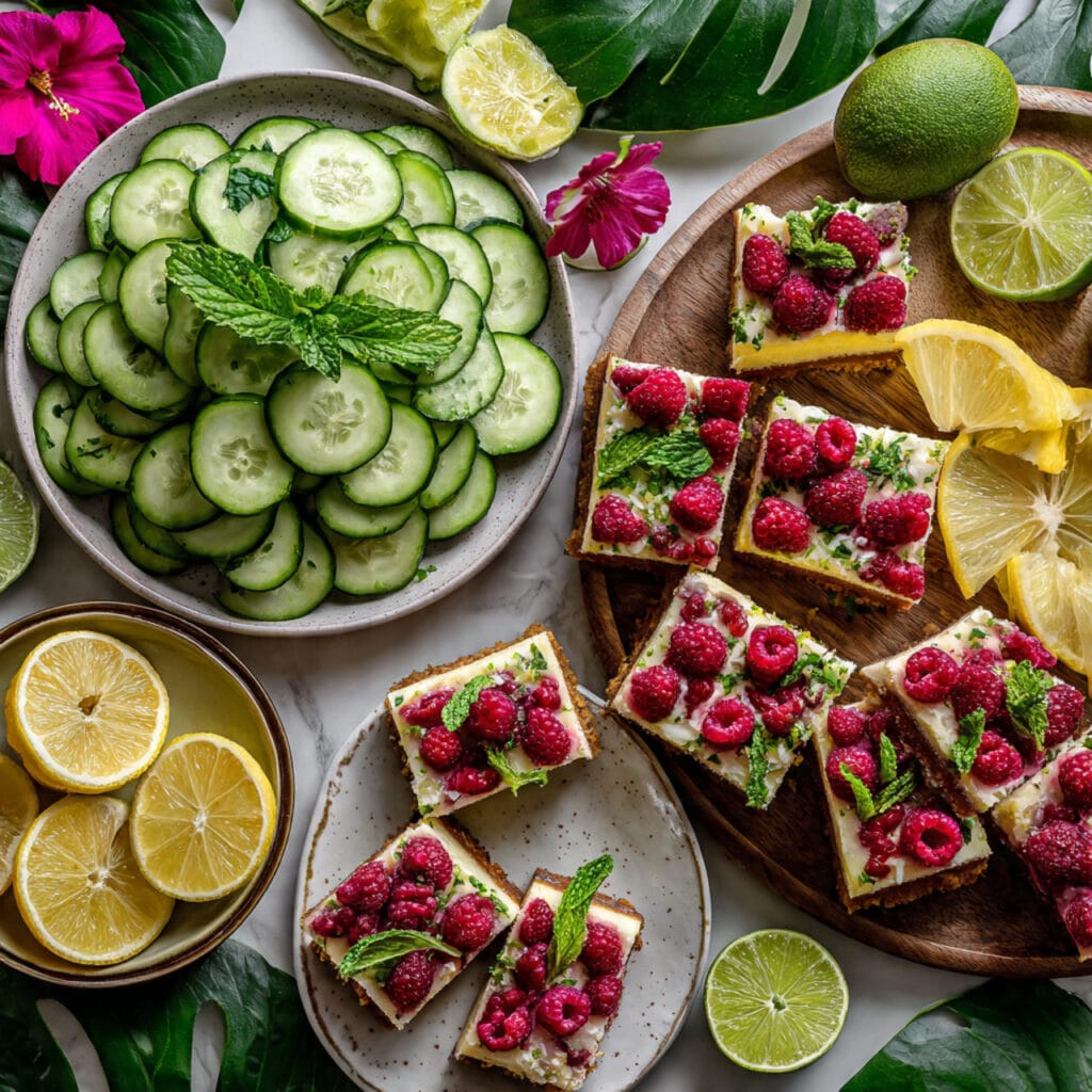 Tropical Twist: The Ultimate Guide to Refreshing Cucumber Salads, Raspberry Lemon Cheesecake Bars, and Zesty Summer Treats