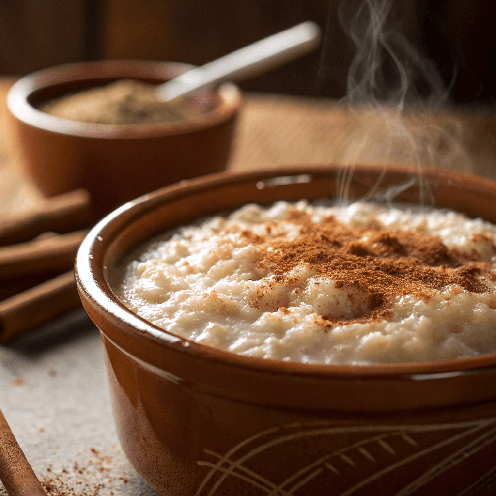 ultra realistic close up of arroz con leche rice