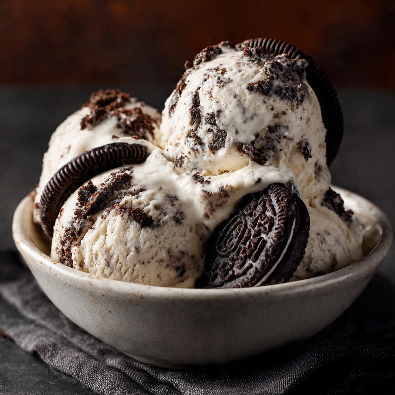 Cookies and Cream Ice Cream Recipe to Impress 4 ultra realistic close up of cookies and cream ice