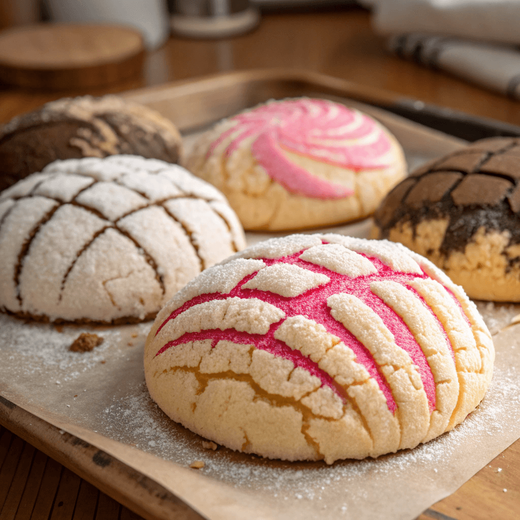 ultra realistic close up of mexican sweet buns co