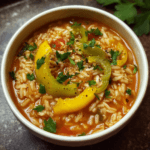 Orzo Stuffed Banana Peppers Soup