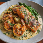 Cajun Shrimp and Salmon with Garlic Cream Sauce
