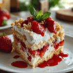 Strawberry Crunch Poke Cake Delight