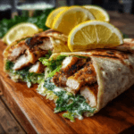 Crispy Grilled Lemon Herb Chicken Caesar Wraps