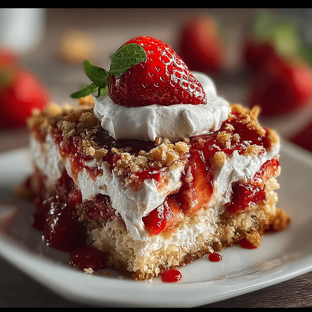 Strawberry Crunch Poke Cake Delight