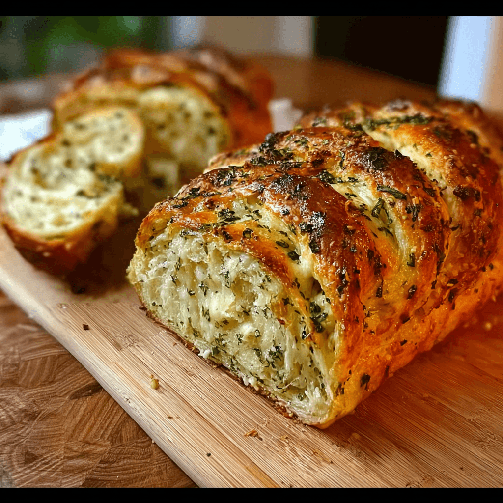 Swirled Garlic Herb and Cheese Bread