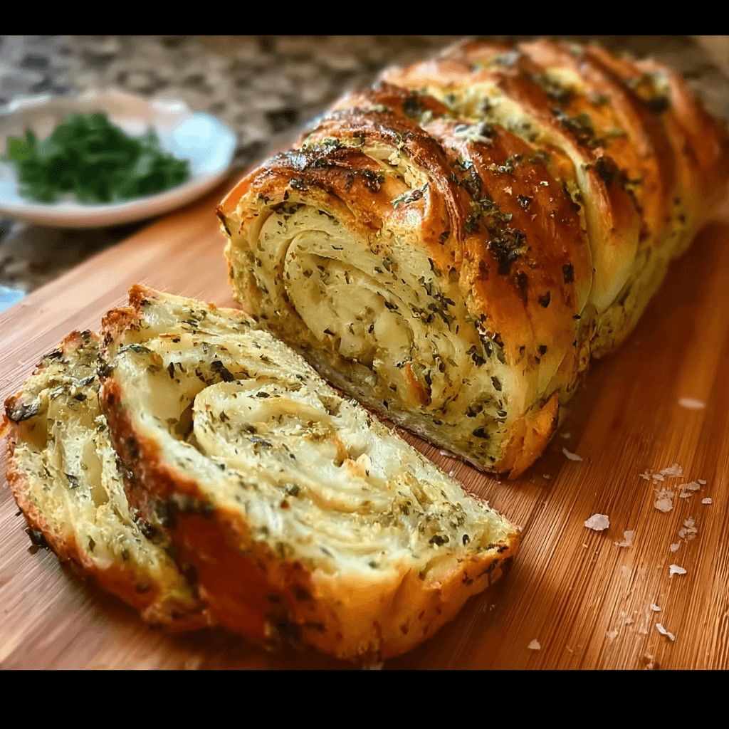 Swirled Garlic Herb and Cheese Bread