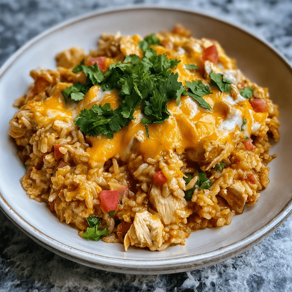Stovetop Mexican Chicken and Rice with Queso