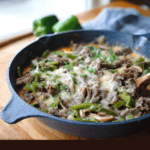 Creamy Keto Philly Cheesesteak Skillet