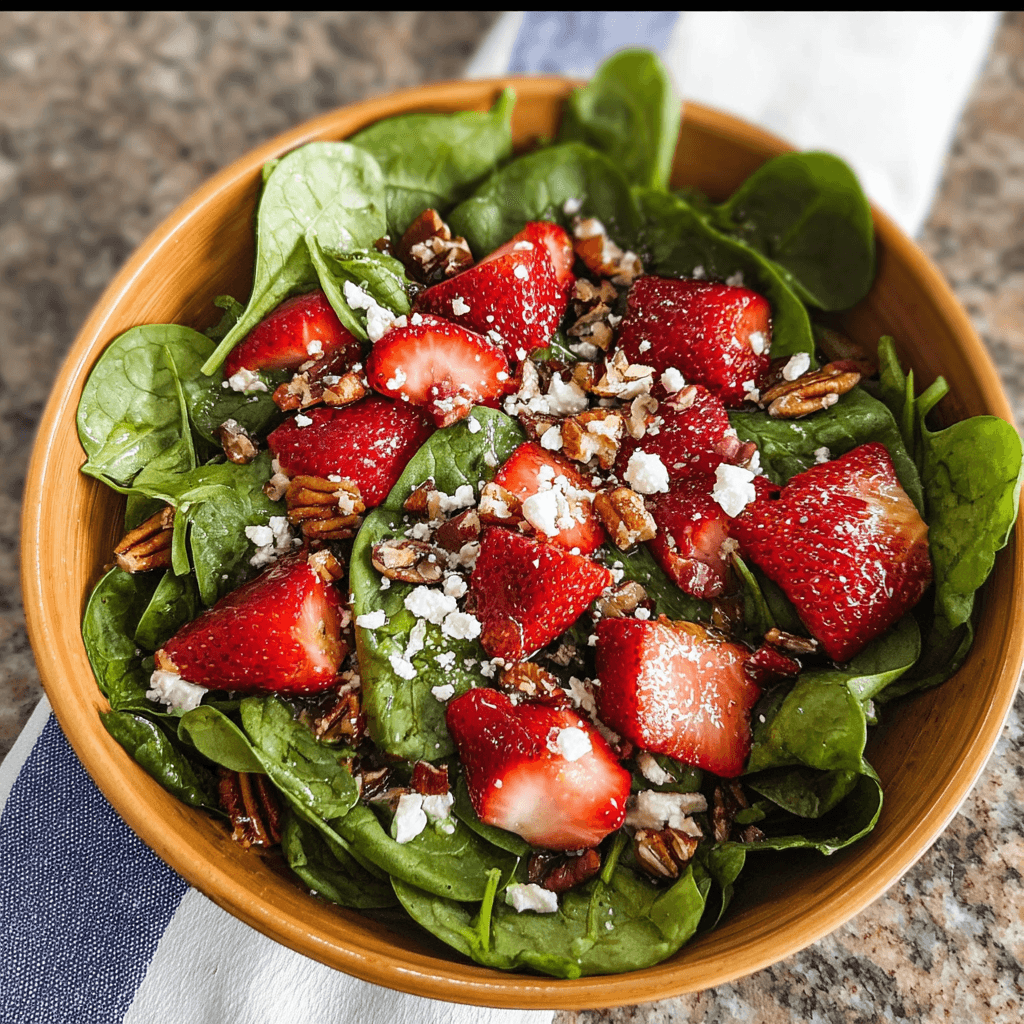 Strawberry Spinach Salad with Toasted Pecans and Poppy Seed Dressing