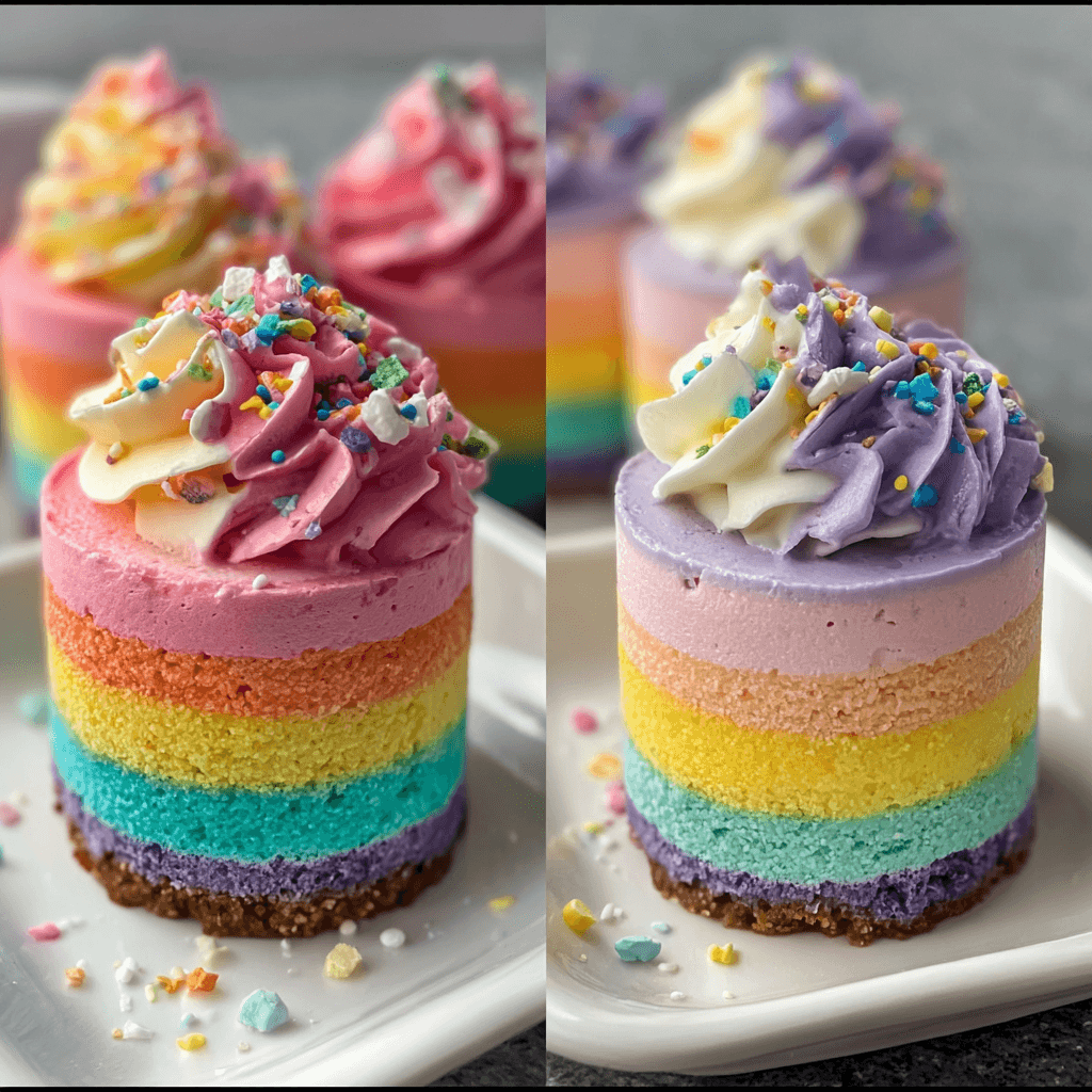 Mini Vegan Rainbow Ice Cream Cakes | A Colorful Treat for Everyone