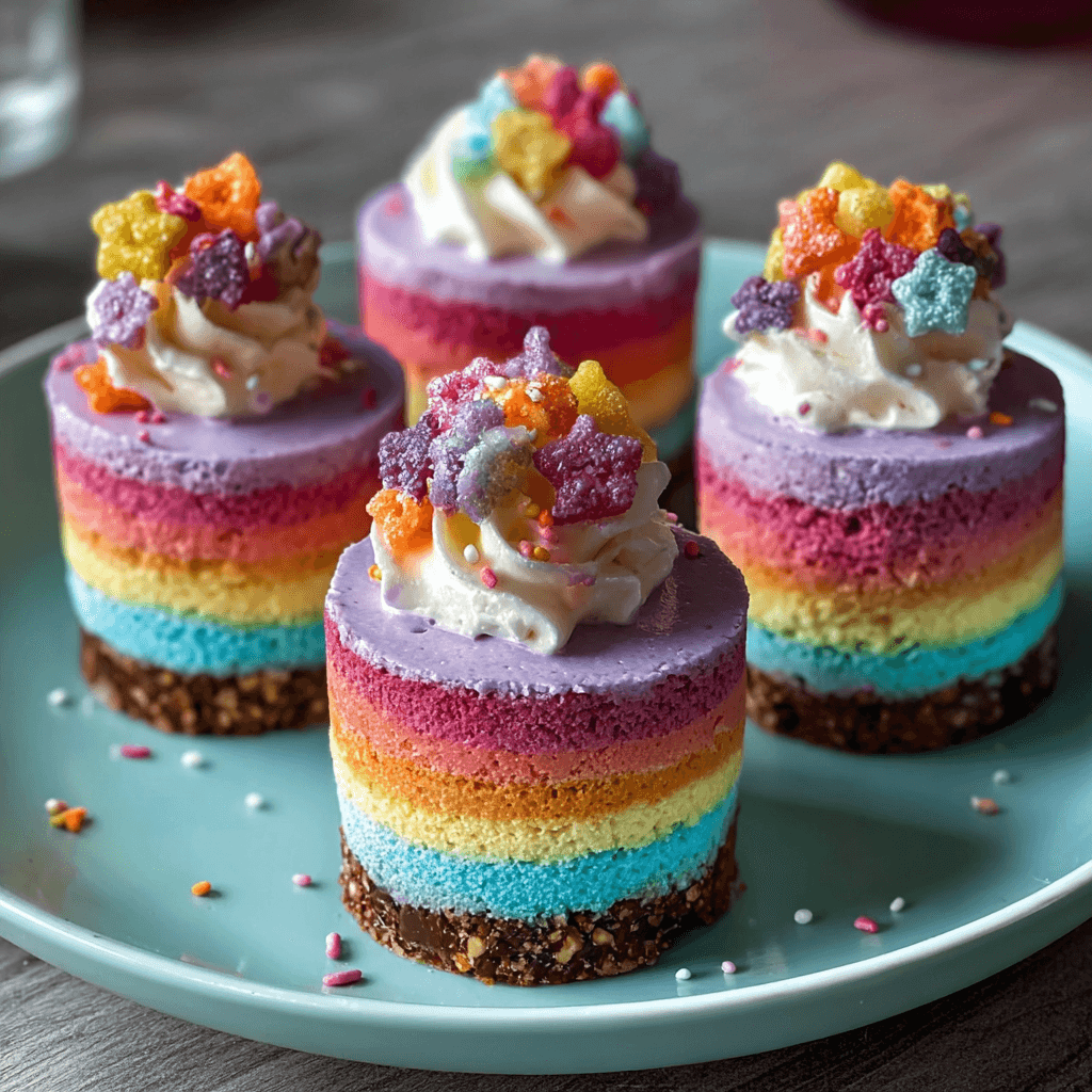 Mini Vegan Rainbow Ice Cream Cakes | A Colorful Treat for Everyone