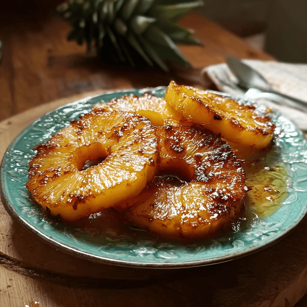 Rum Soaked Fried Pineapple | Sweet and Savory Delight