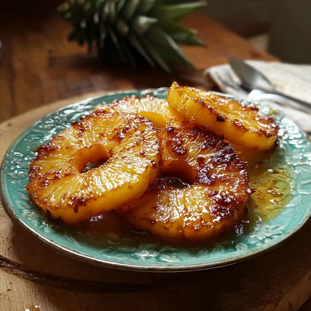 Rum Soaked Fried Pineapple | Sweet and Savory Delight