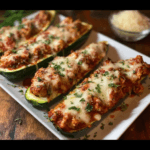 Keto Chicken Parmesan Zucchini Boats