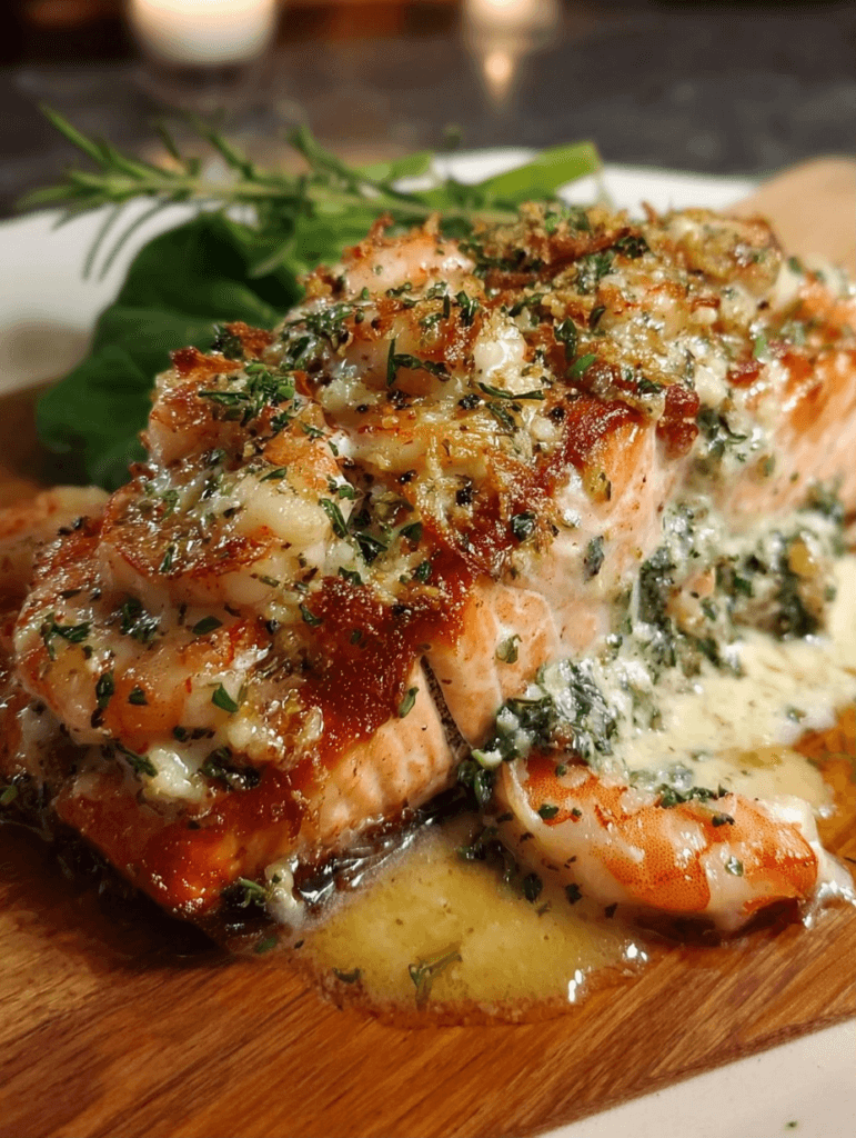 Shrimp Stuffed Salmon Baked to Perfection