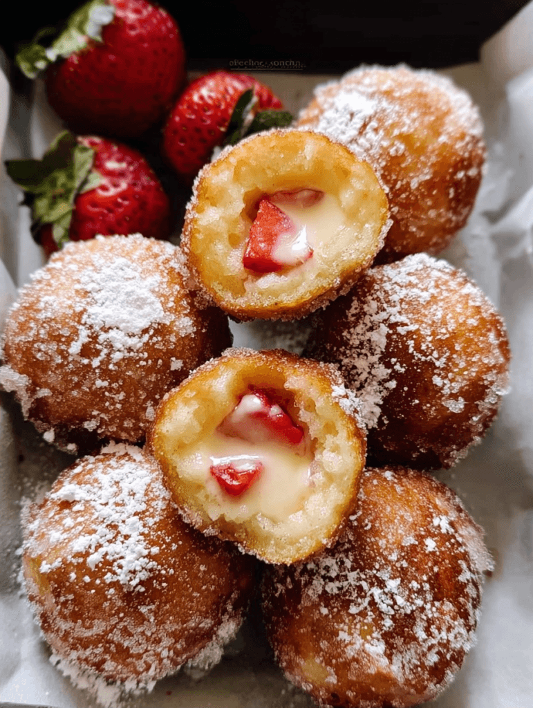 Strawberry Cheesecake Stuffed Donut Holes Recipe