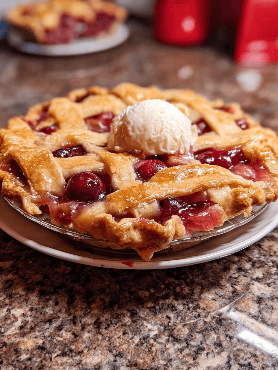 Cherry Rhubarb Pie Recipe with Almond Crust