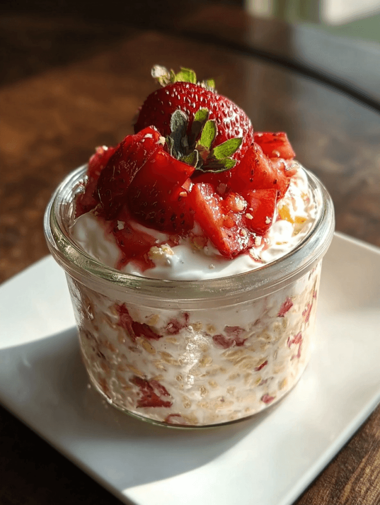 Strawberry Cream Overnight Oats for Breakfast