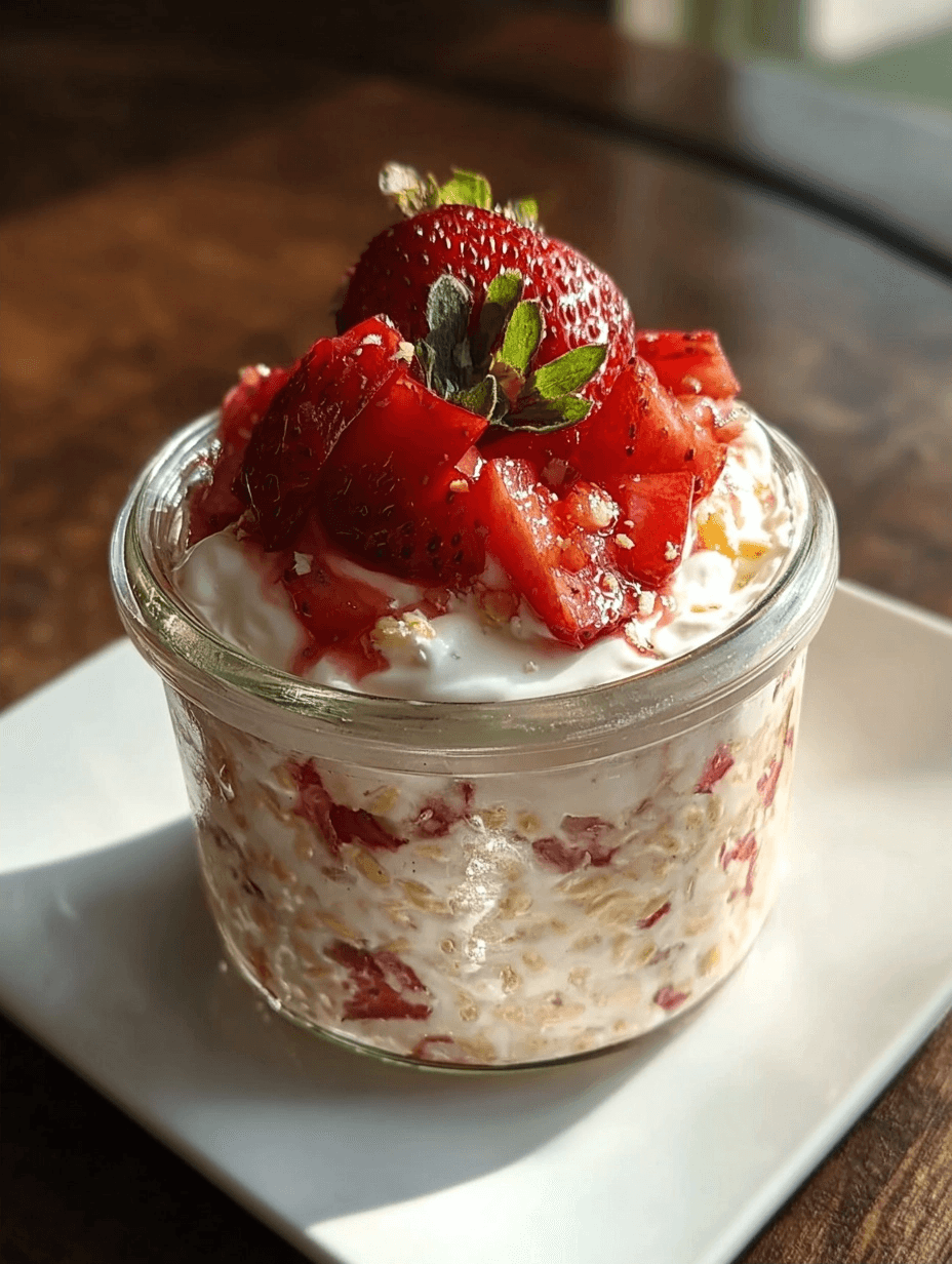 Strawberry Cream Overnight Oats for Breakfast