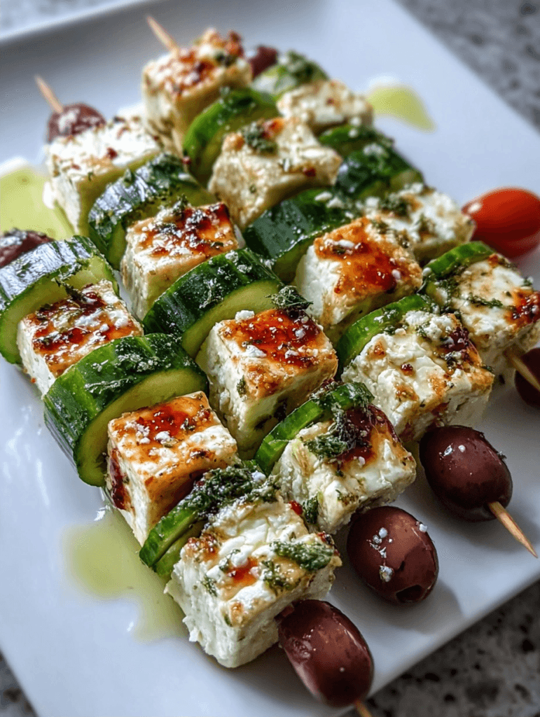 Feta Skewers with Cucumber: A Refreshing Mediterranean Snack