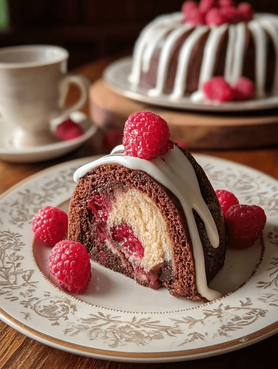 Chocolate Raspberry Bundt Cake with White Chocolate Glaze 2 Chocolate Raspberry Bundt Cake with White Chocolate Glaze