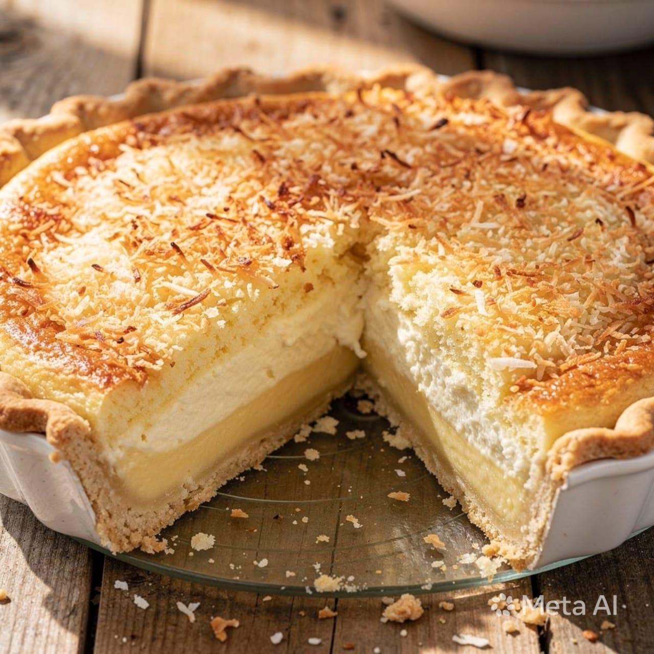Coconut Magic Custard Pie