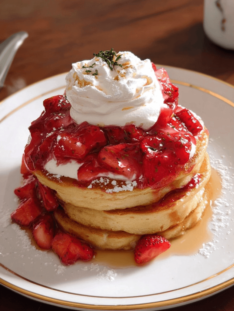 Strawberry Shortcake Pancakes for Breakfast