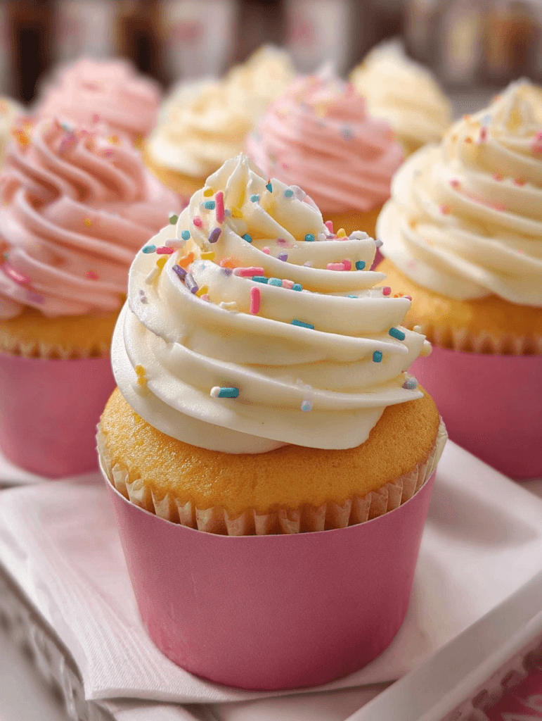 Fluffy Vanilla Cupcakes with Buttercream Frosting