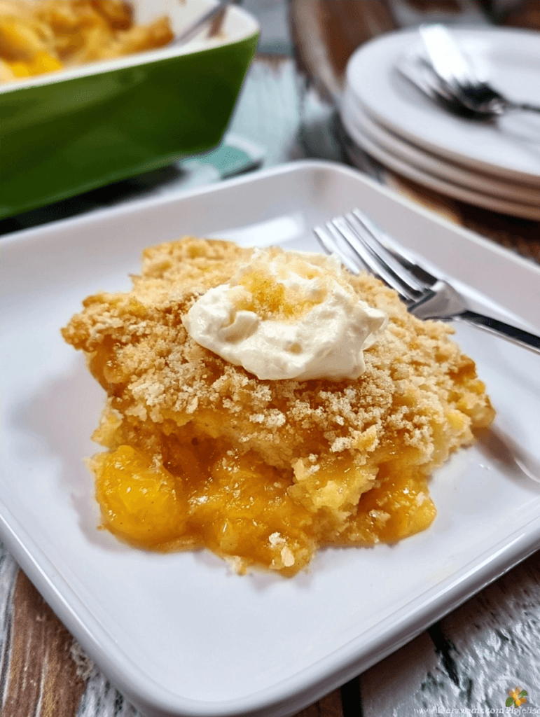 Peach dump cake recipe for easy summer desserts