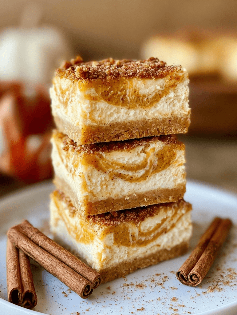 Pumpkin cheesecake bars for easy fall baking