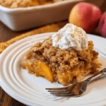 Peach dump cake streusel topping for easy desserts