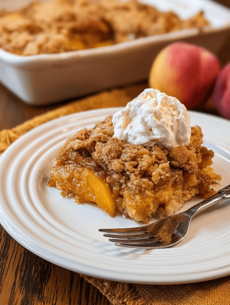 Peach dump cake streusel topping for easy desserts