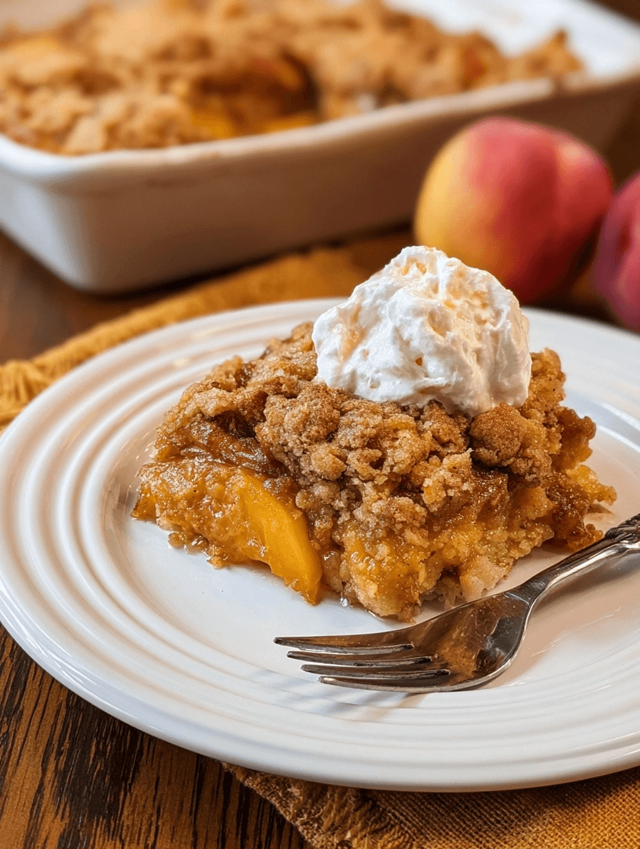 Peach dump cake streusel topping for easy desserts