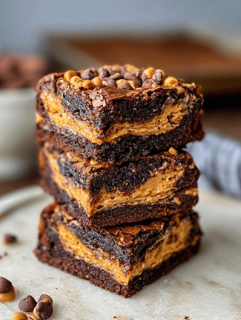 Peanut butter brownies baked to fudgy perfection