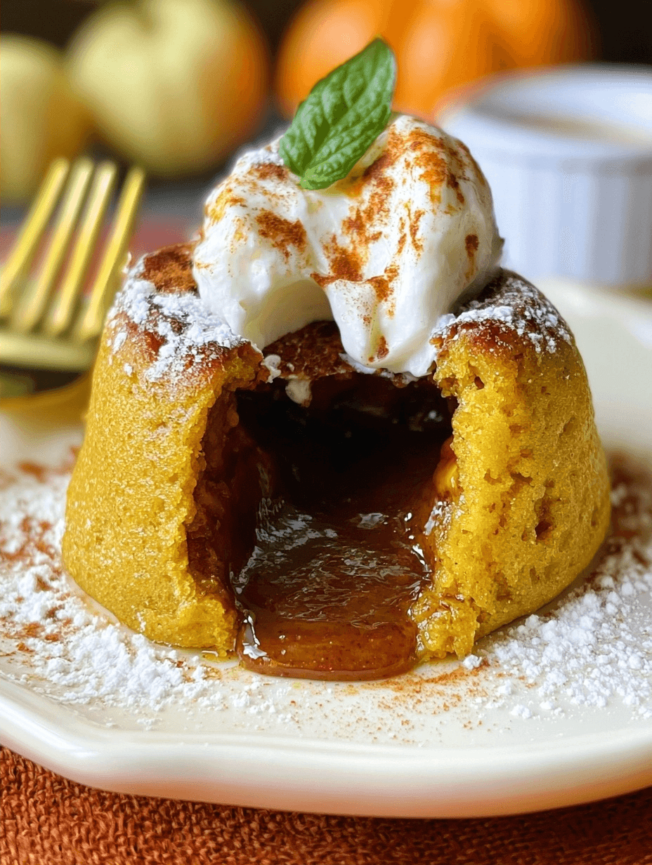 Pumpkin lava cake center for an autumn dessert 2 Pumpkin lava cake center for an autumn dessert