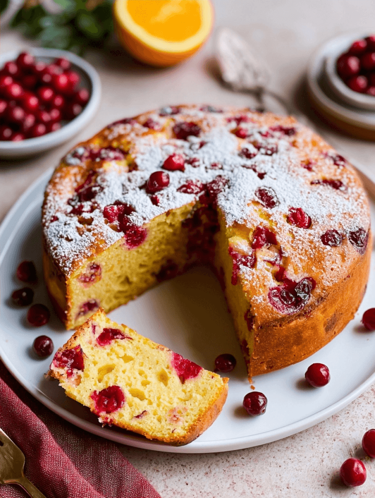 20-Min Cranberry Orange Healthy Cake
