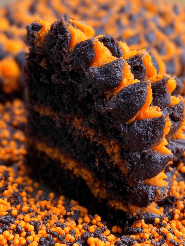 Halloween Black & Orange Dump Cake Decorating Guide