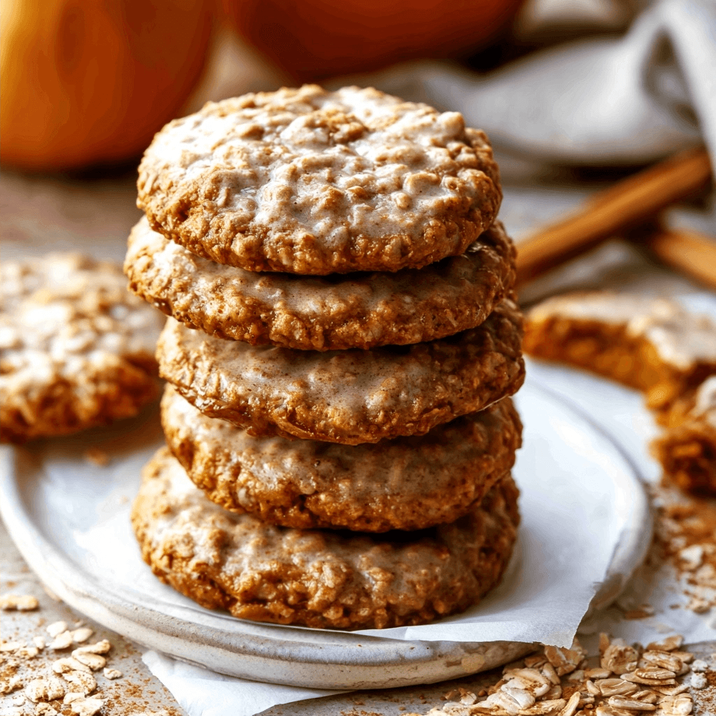 Pumpkin Oat Cookies With Spiced Cream Cheese Icing