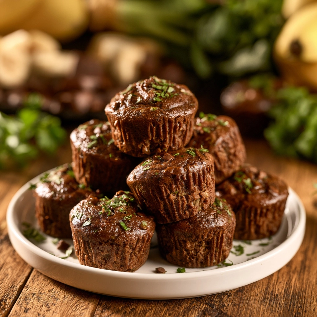 Chocolate Banana Veggie Muffins for Healthy Breakfasts